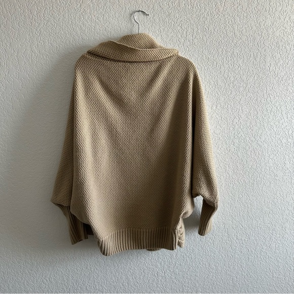 Khaki Dolman Sleeve Open Front Knit Cardigan Sweater - Picture 5 of 7